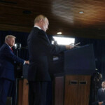 U.S. President Donald Trump and Russian President Vladimir Putin hold a press conference following their meeting at Joint Base Elmendorf-Richardson in Anchorage, Alaska, U.S., August 15, 2025. Sputnik/Gavriil Grigorov/Pool via REUTERS\