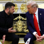 U.S. President Donald Trump and Ukrainian President Volodymyr Zelenskiy meet at the Oval Office of the White House, amid negotiations to end the Russian war in Ukraine, in Washington, D.C., U.S., August 18, 2025. REUTERS/Kevin Lamarque