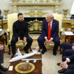 U.S. President Donald Trump and Ukrainian President Volodymyr Zelenskiy meet at the Oval Office of the White House, amid negotiations to end the Russian war in Ukraine, in Washington, D.C., U.S., August 18, 2025. REUTERS/Kevin Lamarque