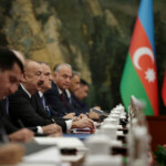 Azerbaijan's President Ilham Aliyev speaks during a bilateral meeting with China's President Xi Jinping (not pictured) ahead of the Shanghai Cooperation Organization (SCO) Summit 2025 in Tianjin, China, 31 August, 2025. ANDRES MARTINEZ CASARES/Pool via REUTERS