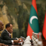 Maldivian President Mohamed Muizzu speaks during a bilateral meeting with China's President Xi Jinping (not pictured) ahead of the Shanghai Cooperation Organization (SCO) Summit 2025 in Tianjin, China, 31 August, 2025. ANDRES MARTINEZ CASARES/Pool via REUTERS