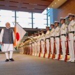 PM Narendra Modi arrives at Kantei, the official residence of PM of Japan, to a ceremonial welcome and Guard of Honour