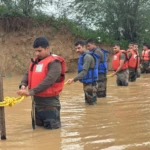 Flood relief columns are deployed by the Indian Army across Nainwa & Keshoraipatan, Bundi, to support villagers hit by floods