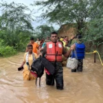 Flood relief columns are deployed by the Indian Army across Nainwa & Keshoraipatan, Bundi, to support villagers hit by floods
