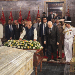 Morocco: Defence Minister Rajnath Singh paid homage at the Royal Mausoleum in Rabat to the revered Monarchs, Late King Mohammed V and Late King Hassan II