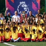 British Prime Minister Keir Starmer visits a youth football training centre with Michael Owen on October 8, 2025 in Mumbai, India. Leon Neal/Pool via REUTERS