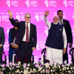 British Prime Minister Keir Starmer and Prime Minister of India Narendra Modi attend the Global Fintech Fest on October 9, 2025, in Mumbai, India. Leon Neal/Pool via REUTERS