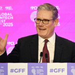 MUMBAI, INDIA - OCTOBER 9: British Prime Minister Keir Starmer speaks at the Global Fintech Fest on October 9, 2025 in Mumbai, India. Leon Neal/Pool via REUTERS