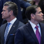 U.S. Defense Secretary Pete Hegseth and Secretary of State Marco Rubio arrive before President Donald Trump speaks to the Knesset, Monday, Oct. 13, 2025, in Jerusalem. Evan Vucci/Pool via REUTERS