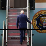 U.S. President Donald Trump boards Air Force One at Gimhae International Airport in Busan, South Korea, October 30, 2025. REUTERS/Evelyn Hockstein