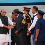 Defence Minister Rajnath Singh landed at Subang Airbase, Malaysia for a two-day visit to Kuala Lumpur to attend the 12th ASEAN Defence Ministers’ Meeting - Plus (ADMM-Plus) and he was received by High Commissioner of India to Malaysia B.N. Reddy