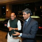 Defence Minister Rajnath Singh landed at Subang Airbase, Malaysia for a two-day visit to Kuala Lumpur to attend the 12th ASEAN Defence Ministers’ Meeting - Plus (ADMM-Plus) and he was received by High Commissioner of India to Malaysia B.N. Reddy