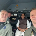Defence Minister Rajnath Singh onboard KC-30A Australian Royal Australian Airforce multirole tanker transport aircraft.