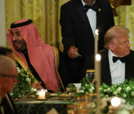 U.S. President Donald Trump hosts a dinner for Saudi Crown Prince and Prime Minister Mohammed bin Salman, at the White House in Washington, D.C., U.S., November 18, 2025. REUTERS/Tom Brenner