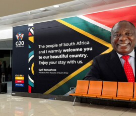 A person arrives at the O.R. Tambo International Airport, as South Africa prepares to host the G20 Summit from November 22 to 23, in Johannesburg, South Africa, November 20, 2025. REUTERS/Sodiq Adelakun