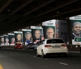 Posters of G20 leaders on pillars ahead of the G20 Summit, in Johannesburg, South Africa, November 20, 2025. REUTERS/Esa Alexander