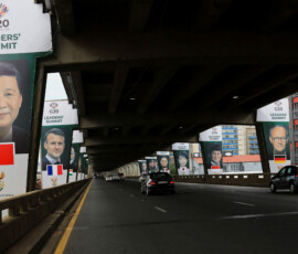Posters of G20 leaders on pillars ahead of the G20 Summit, in Johannesburg, South Africa, November 20, 2025. REUTERS/Esa Alexander