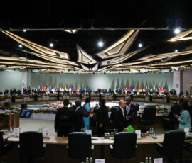 A general view of the plenary hall on the opening day of the G20 Summit at the Nasrec Expo Centre in Johannesburg, South Africa, November 22, 2025. REUTERS/Yves Herman