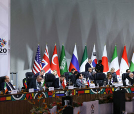 Leaders attend a plenary session on the first day of the G20 Leaders' Summit at the Nasrec Expo Centre in Johannesburg, South Africa, November 22, 2025. REUTERS/Yves Herman