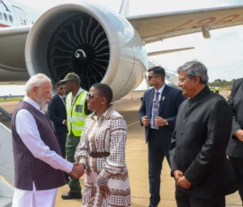 Narendra Modi landed in Johannesburg for the G20 Summit related engagements