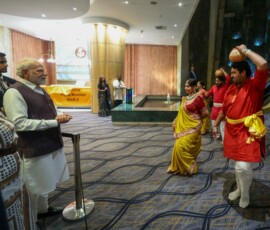 Upon PM Modi's arrival in Johannesburg members of the Indian community took the lead in showcasing folk dances from 11 states of India during a short cultural programme titled ‘Rhythms of a United India'
