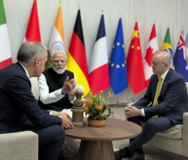 PM Narendra Modi held a meeting with Australian PM Anthony Albanese and Canadian PM Mark Carney, on the sidelines of the G20 Summit in Johannesburg.