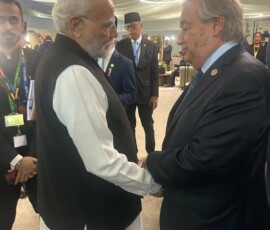 PM Narendra Modi spoke with António Guterres, Secretary General of the United Nations, on the sidelines of the G20 Johannesburg Summit.