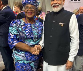 PM Narendra Modi interacted with Director-General of World Trade Organization (WTO), Dr. Ngozi Okonjo-Iweala on the sidelines of the G20 Summit in Johannesburg