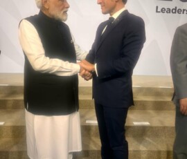 PM Narendra Modi met French President Emmanuel Macron, on the sidelines of the G20 Summit in Johannesburg.