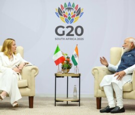 PM Narendra Modi met Italian PM Meloni Giorgia on the sidelines of G20 summit in Johannesburg, South Africa.