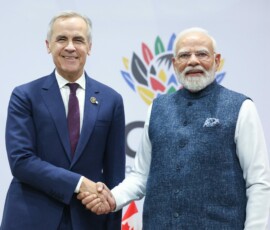 PM Narendra Modi interacted with Canadian PM Mark Carney, on the sidelines of the G20 Summit in Johannesburg, South Africa