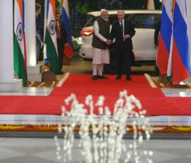 Prime Minister Narendra Modi welcomed President Vladimir Putin at 7, Lok Kalyan Marg, New Delhi