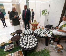 At Addis Ababa airport, PM Narendra Modi took part in a traditional Coffee Ceremony with Prime Minister Abiy Ahmed Ali