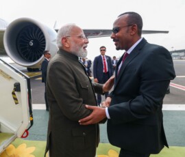 PM Narendra Modi arrives in Addis Ababa on his maiden bilateral visit to Ethiopia where he was personally received by the PM of Ethiopia Abiy Ahmed Ali
