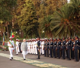 PM Narendra Modi was warmly received by PM of Ethiopia Abiy Ahmed Ali and accorded a ceremonial welcome at the National Palace ahead of the bilateral talks