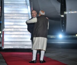 PM Narendra Modi receives Russian President Vladimir Putin at the airport