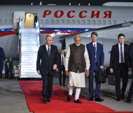 PM Narendra Modi receives Russian President Vladimir Putin at the airport