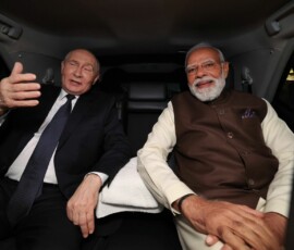 PM Narendra Modi receives Russian President Vladimir Putin at the airport