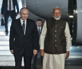 PM Narendra Modi receives Russian President Vladimir Putin at the airport