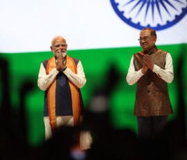 Glimpses of PM Narendra Modi interacting with the Indian diaspora at a community programme in Kuala Lumpur