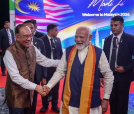 Glimpses of PM Narendra Modi interacting with the Indian diaspora at a community programme in Kuala Lumpur