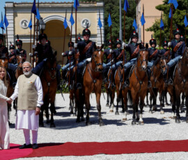 Italy's Prime Minister Giorgia Meloni meets Indian Prime Minister Narendra Modi at Villa Doria Pamphili, in Rome, Italy, May 20, 2026. REUTERS/Remo Casilli TPX IMAGES OF THE DAY