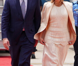 U.S. Secretary of State Marco Rubio and his wife Jeanette walk after disembarking their plane at Indira Gandhi International Airport in New Delhi, India, Saturday, May 23, 2026. Julia Demaree Nikhinson/Pool via REUTERS