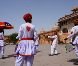 Indian artists perform during United States Secretary of State Marco Rubio’s tour of Amber Fort in Jaipur, India, Monday, May 25, 2026. Julia Demaree Nikhinson/Pool via REUTERS