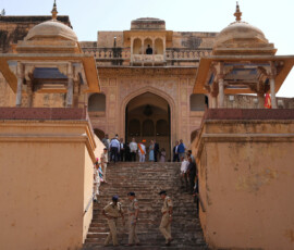 United States Secretary of State Marco Rubio and his wife, Jeanette Rubio, tour Amber Fort in Jaipur, India, Monday, May 25, 2026. Julia Demaree Nikhinson/Pool via REUTERS