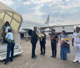 Navy Chief Admiral Dinesh K Tripathi began his official visit to Myanmar. Amb Abhay Thakur received him at Yangon airport.