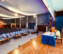During his ongoing visit to Myanmar, Adm Dinesh K Tripathi, CNS, addressed the staff officers and trainee officers from various units at the Naval Training Command NTC of the Myanmar Navy