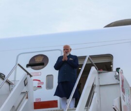Prime Minister Narendra Modi arrives in Rome on an official visit to Italy.