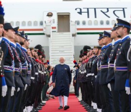 Prime Minister Narendra Modi arrives in Rome on an official visit to Italy.