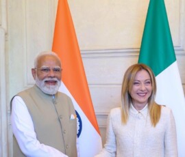 Glimpses of PM Modi and Italy's PM Giorgia Meloni from Villa Doria Pamphili where PM Modi was accorded a ceremonial guard of honour followed by delegation level talks